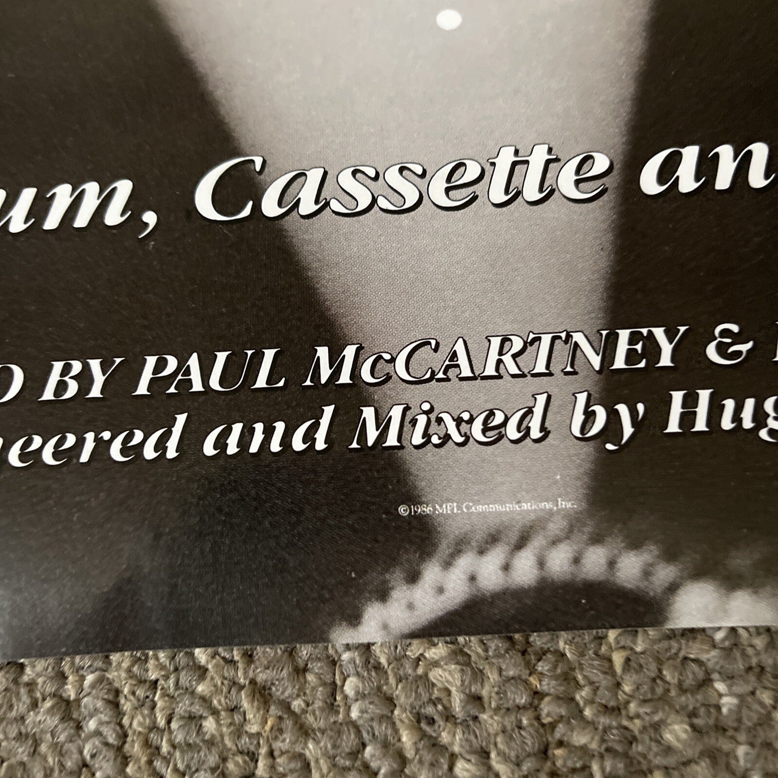 #161 1986 Paul McCartney Press To Play Record Store Promo Poster 24” X 36”3