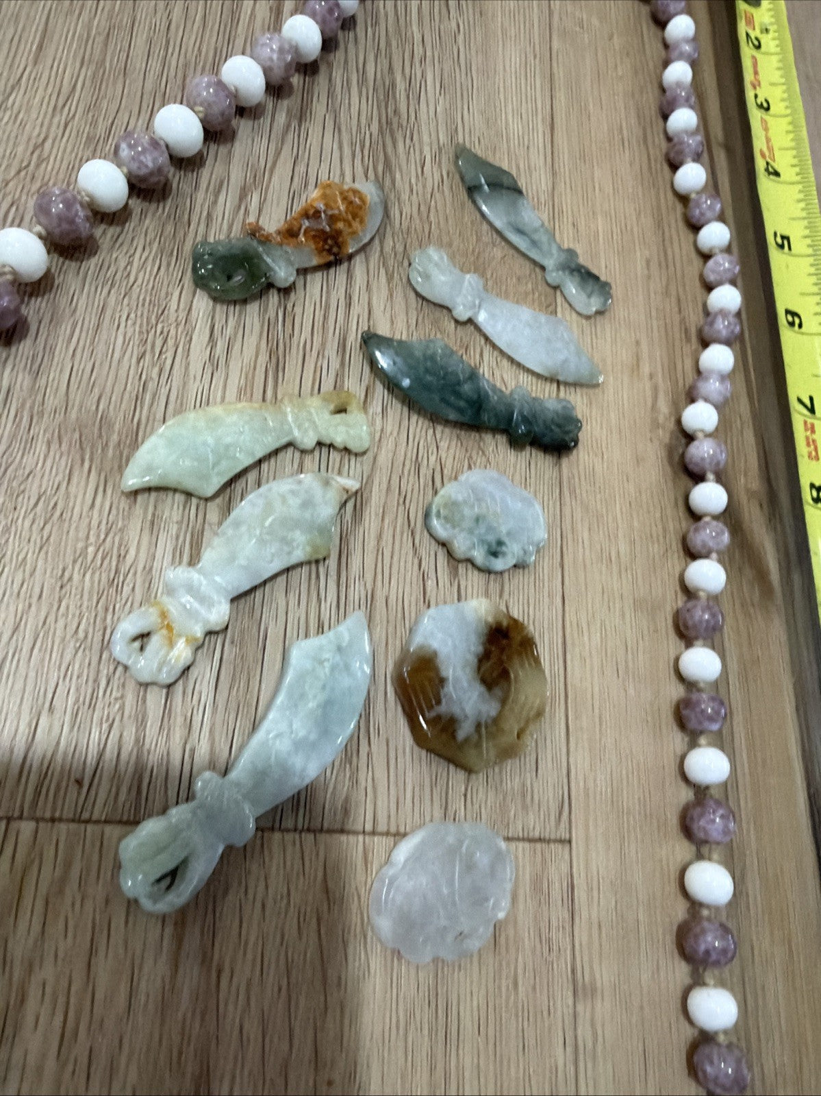 Vintage Chinese Export Jade / Jadeite? Stone Hand Knotted Necklace Bracelet Lot4