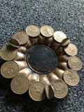 VINTAGE MEXICAN AZTEC COIN CENTAVOS CIGARETTE ASHTRAY 15 COINS HANDMADE0