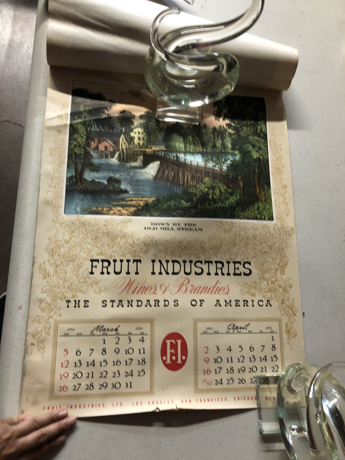 1950 Vintage Antique Calendar Advertising Fruit Industries Wine and Brandies2