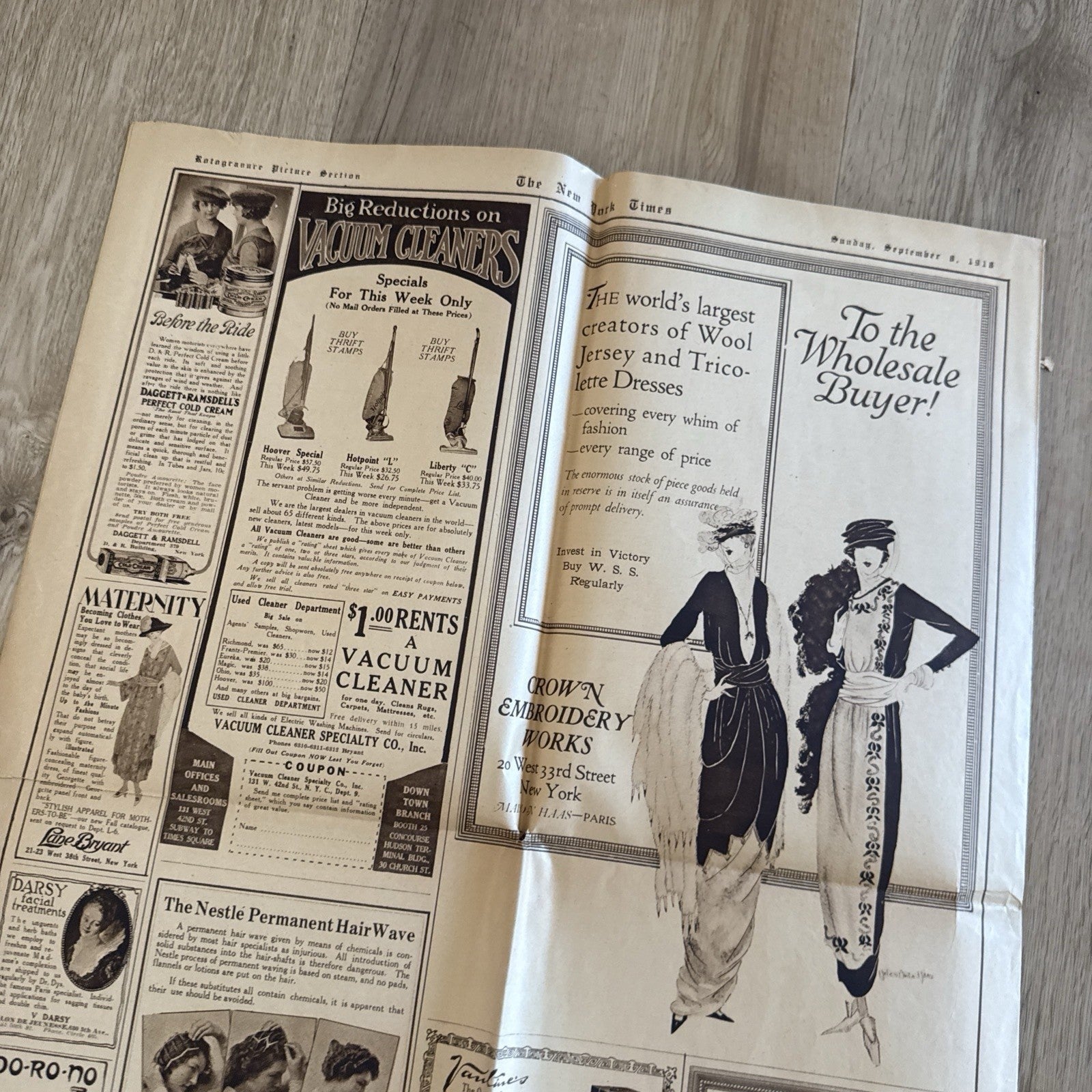 1919 antique NEW YORK TIMES rotogravure PARADE WWI SHIPS ADS FASHION6