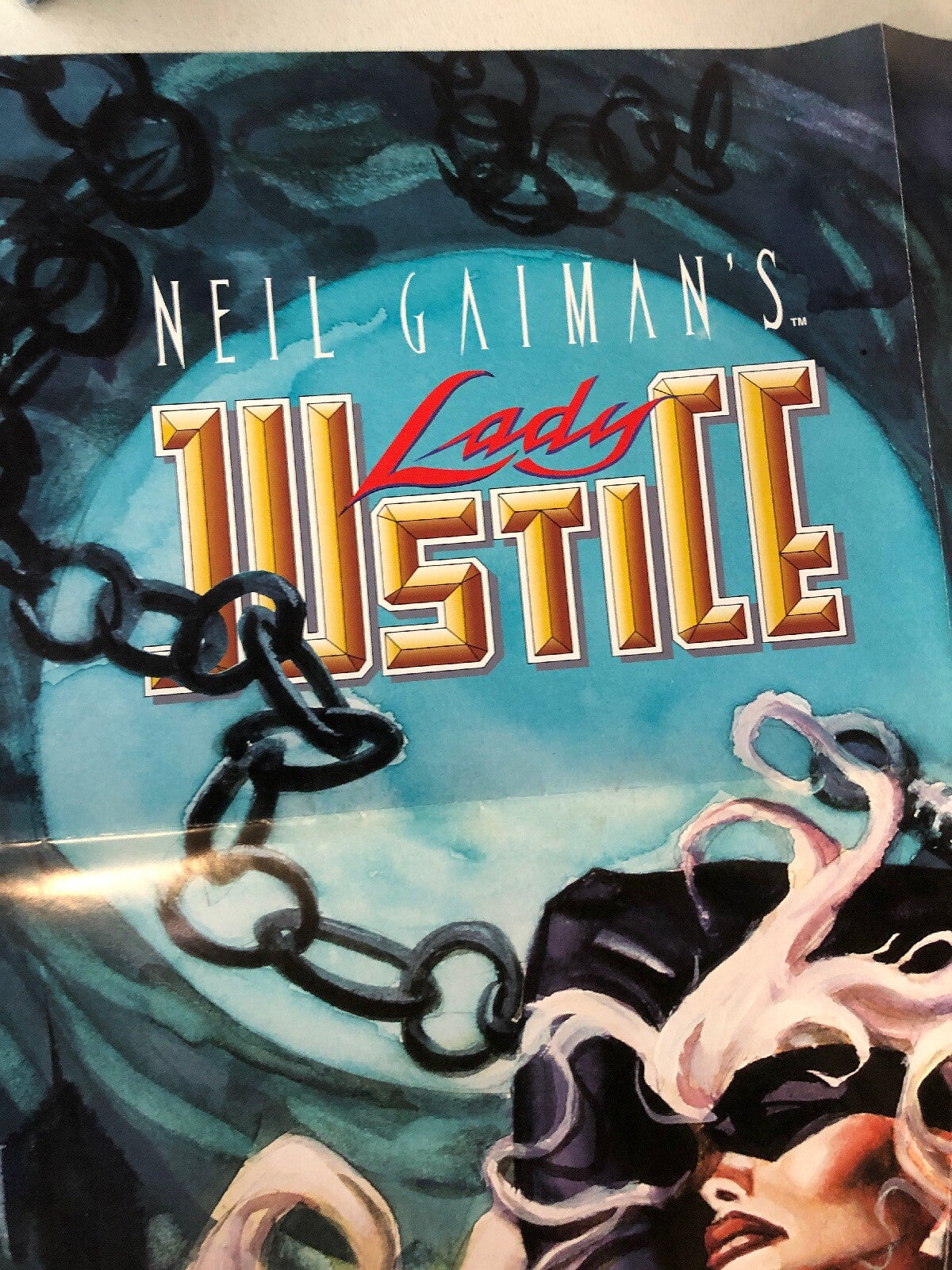 NEIL GAIMAN'S LADY JUSTICE COMIC SHOP PROMO POSTER 1995 ART BY DAN BRERETON3