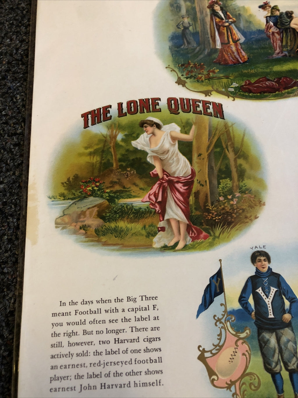 VINTAGE CIGAR BOX LABEL SAMPLE ART LONE QUEEN,EL DUELO,YALE HARVARD PRINCETON6