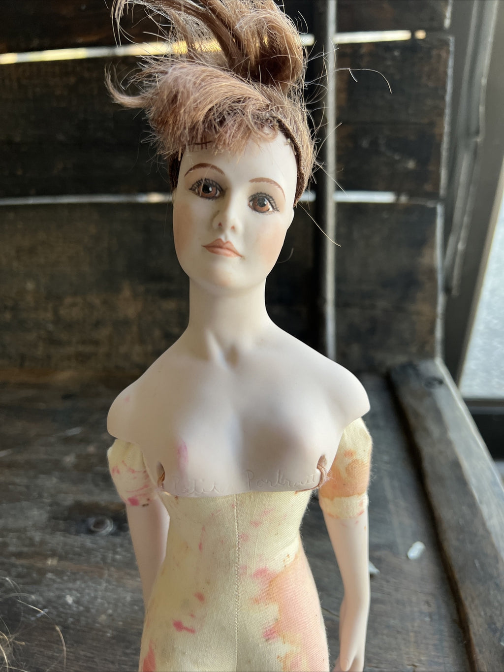 15” Vintage “Rose” Muriel Kramer Bisque Head Cloth Body Doll 19826