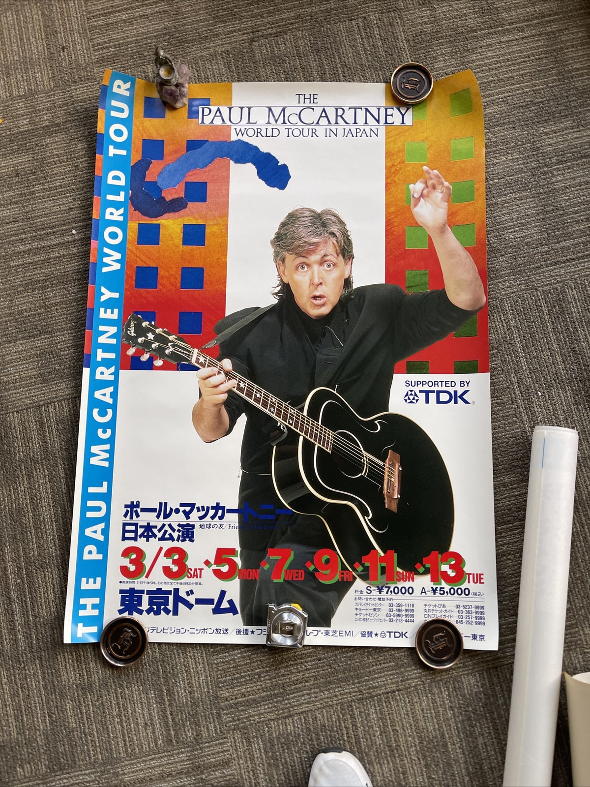 #198 1989 Paul McCartney Japan World Tour Record Store Promo Poster 29”x40”5