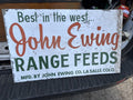 John Ewing Range Feeds Original Painted Metal Not Porcelain Sign Best In West0