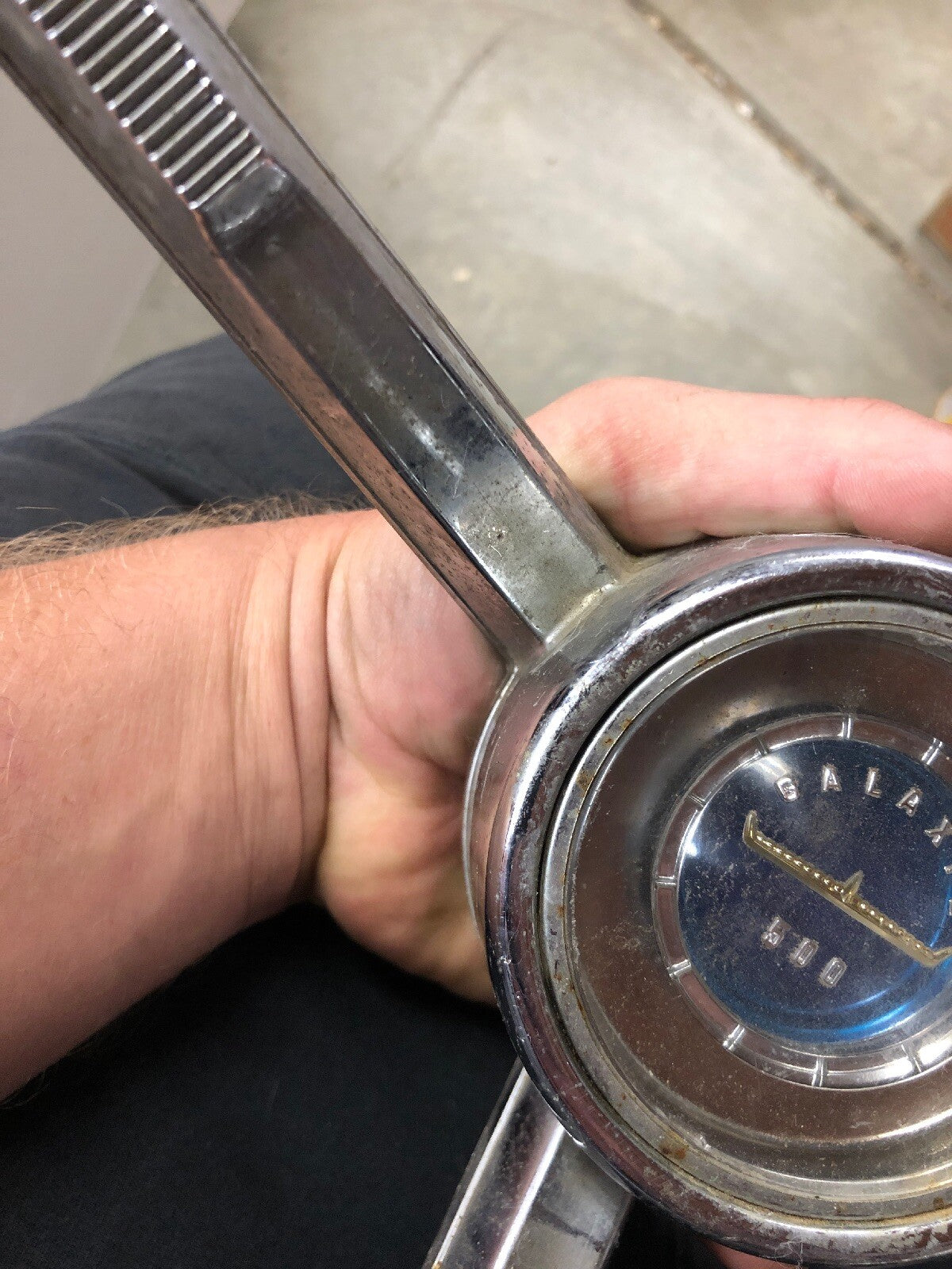1963-4 Ford Galaxie 500 Barn Find Steering Wheel Chrome Horn Ring  C3AA-13A800.2