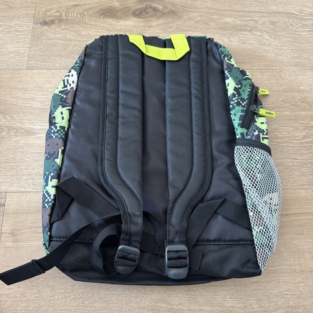 Pixelated Camouflage School Backpack Book Bag 16" Full Size Green Black6
