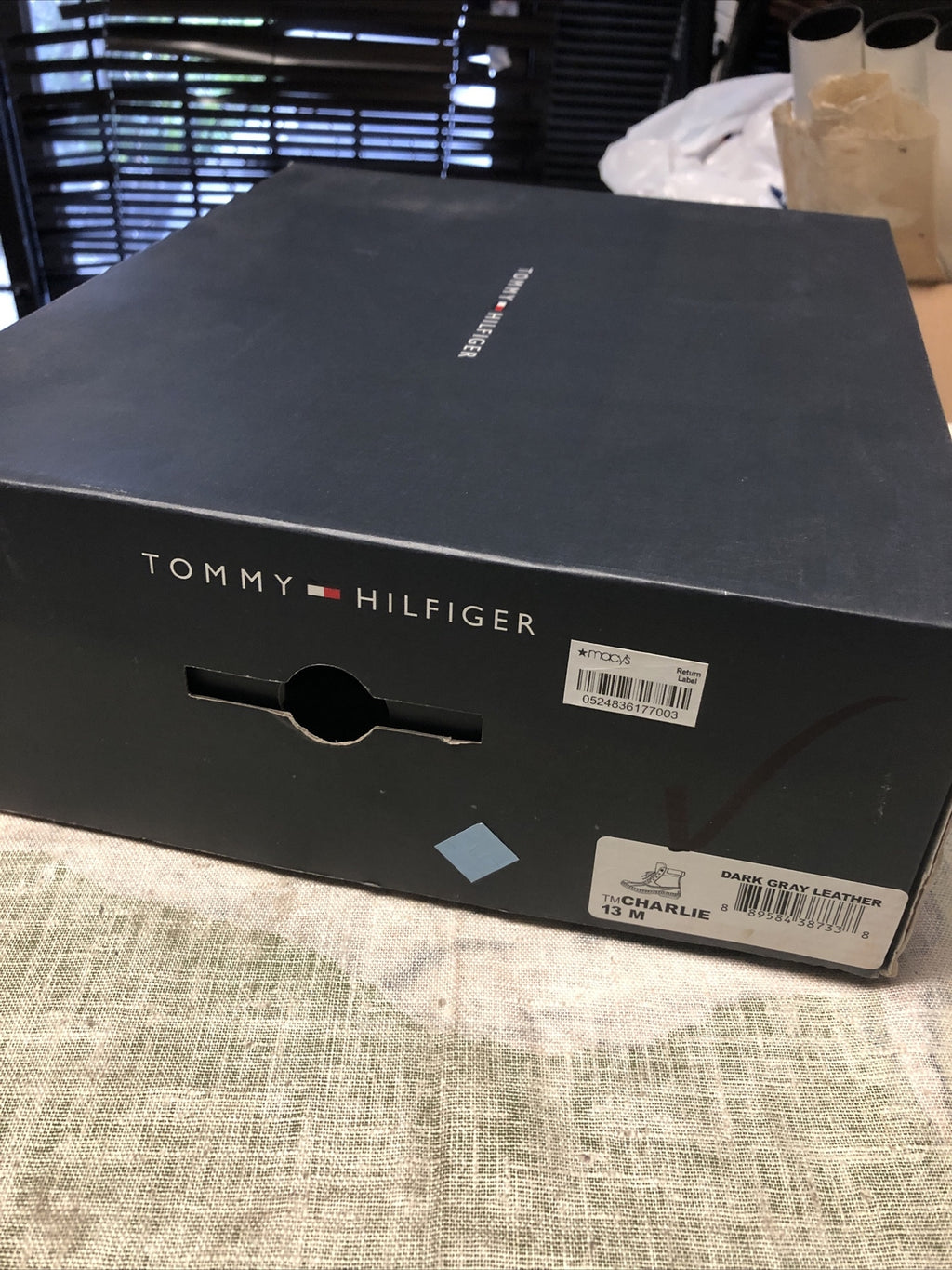 TOMMY HILFIGER TM CHARLIE MENS LEATHER BOOTS DARK GRAY SIZE 13M NOS6