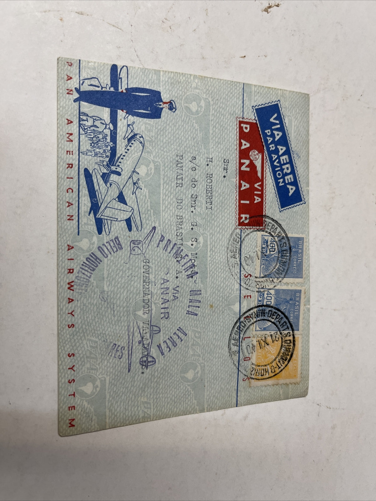 Pan American De Brazil FIRST FLIGHT AIR MAIL COVER 1940 Stamp0