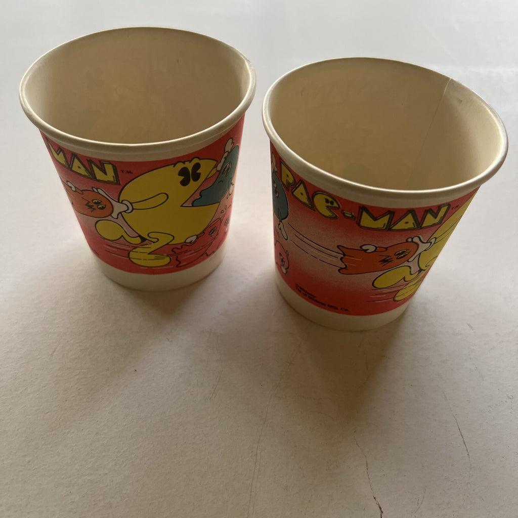 Two Vintage 1980’s Pac-Man Paper Cups , Pac-Man Memoribilia 0
