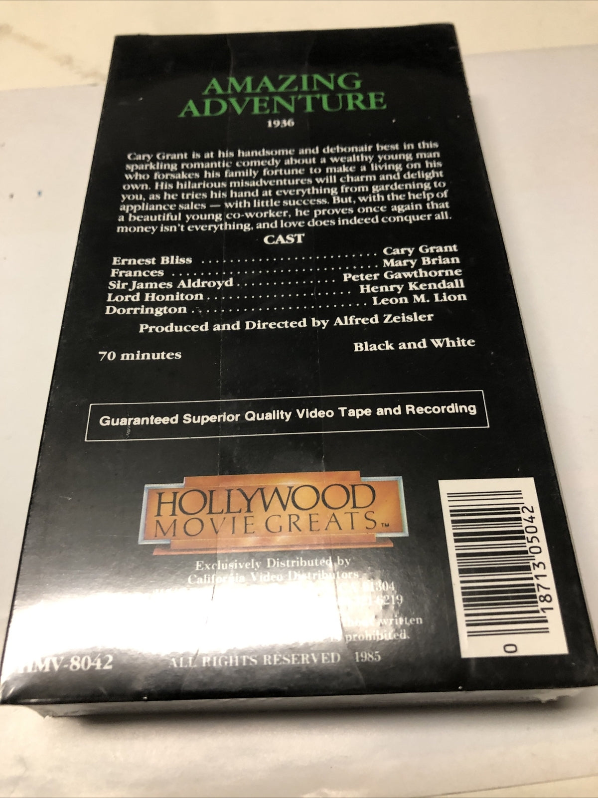 Factory Sealed The Amazing Adventure (VHS) Young Cary Grant. Hollywood Movie2