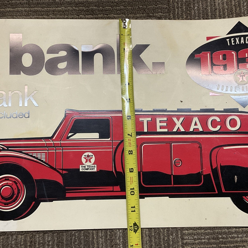 Vintage Texaco Sign Coin Bank 1980s Plastic Not Porcelain Sign 12" x 36”6