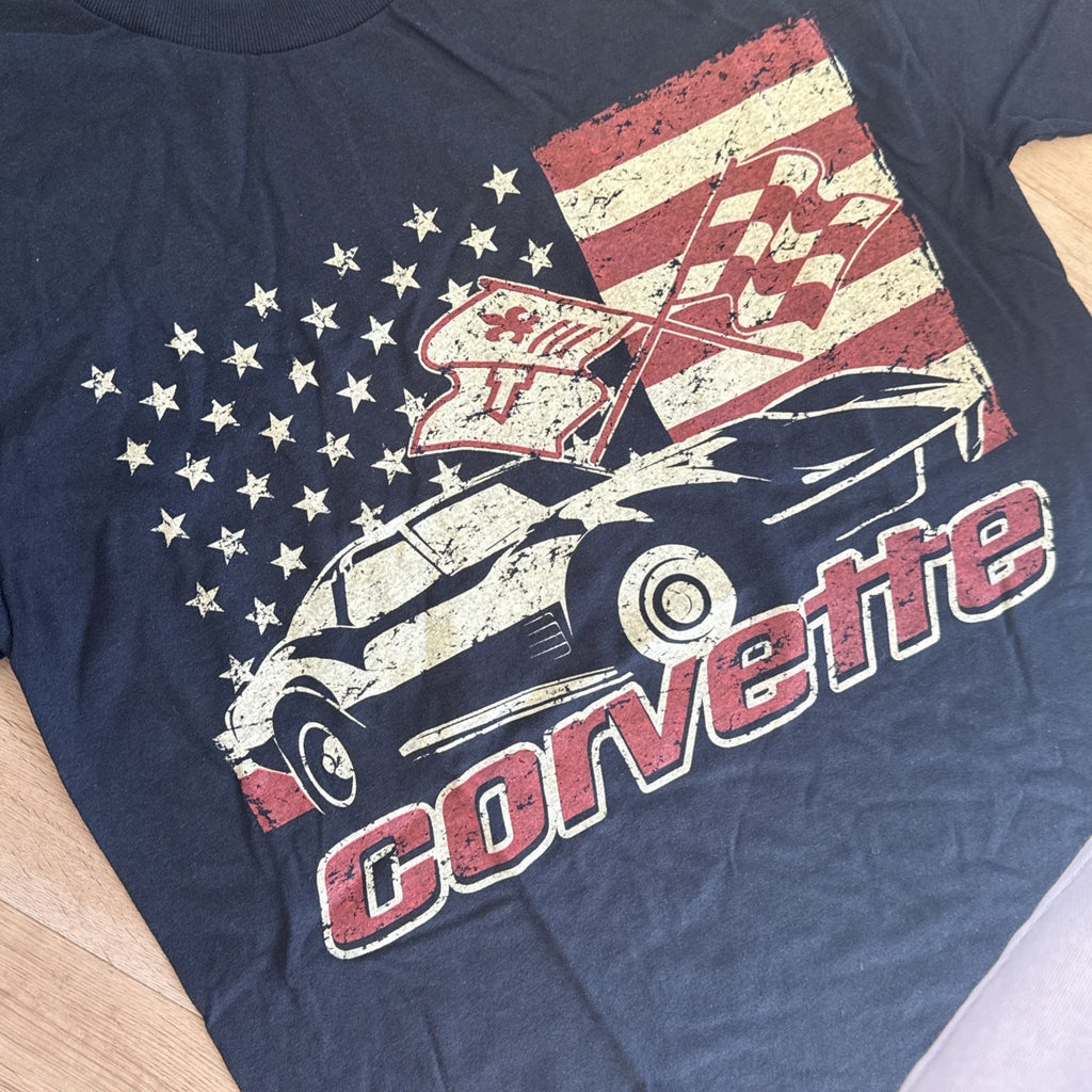 Corvette T Shirt Adult Small Black Gm Official Retro Print Chevrolet2