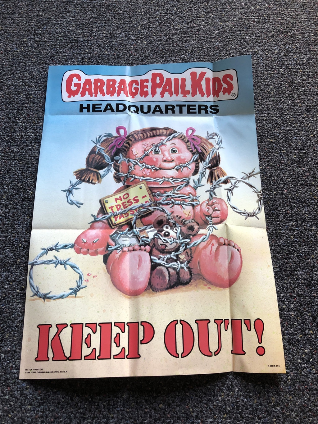 1986 Topps GARBAGE PAIL KIDS “Headquarters Keep Out” POSTER 17”x12” No. 6 Of 180