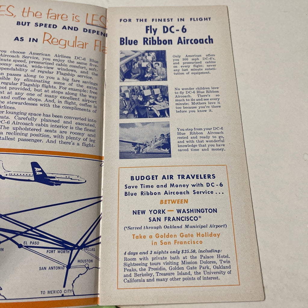 American Air Lines July 1955 AIRLINE Pack TIMETABLE SCHEDULE Brochure flight Map13