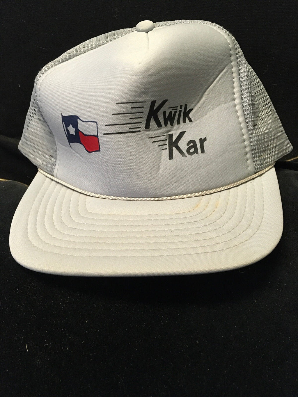 VINTAGE 70s 80s SNAPBACK TRUCKER KWIK KAR PRODUCTS 3 THREE STRIPE USA !!0