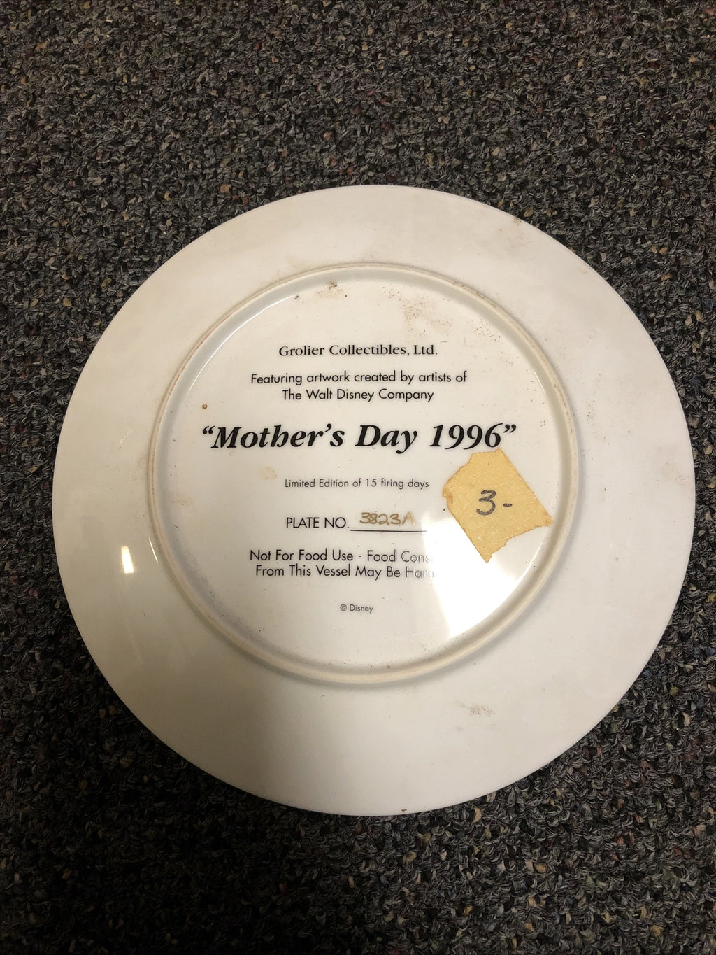 1996 Disney Mickey Mouse Mother’s Day Plate Flowers Grolier Limited Edition 1