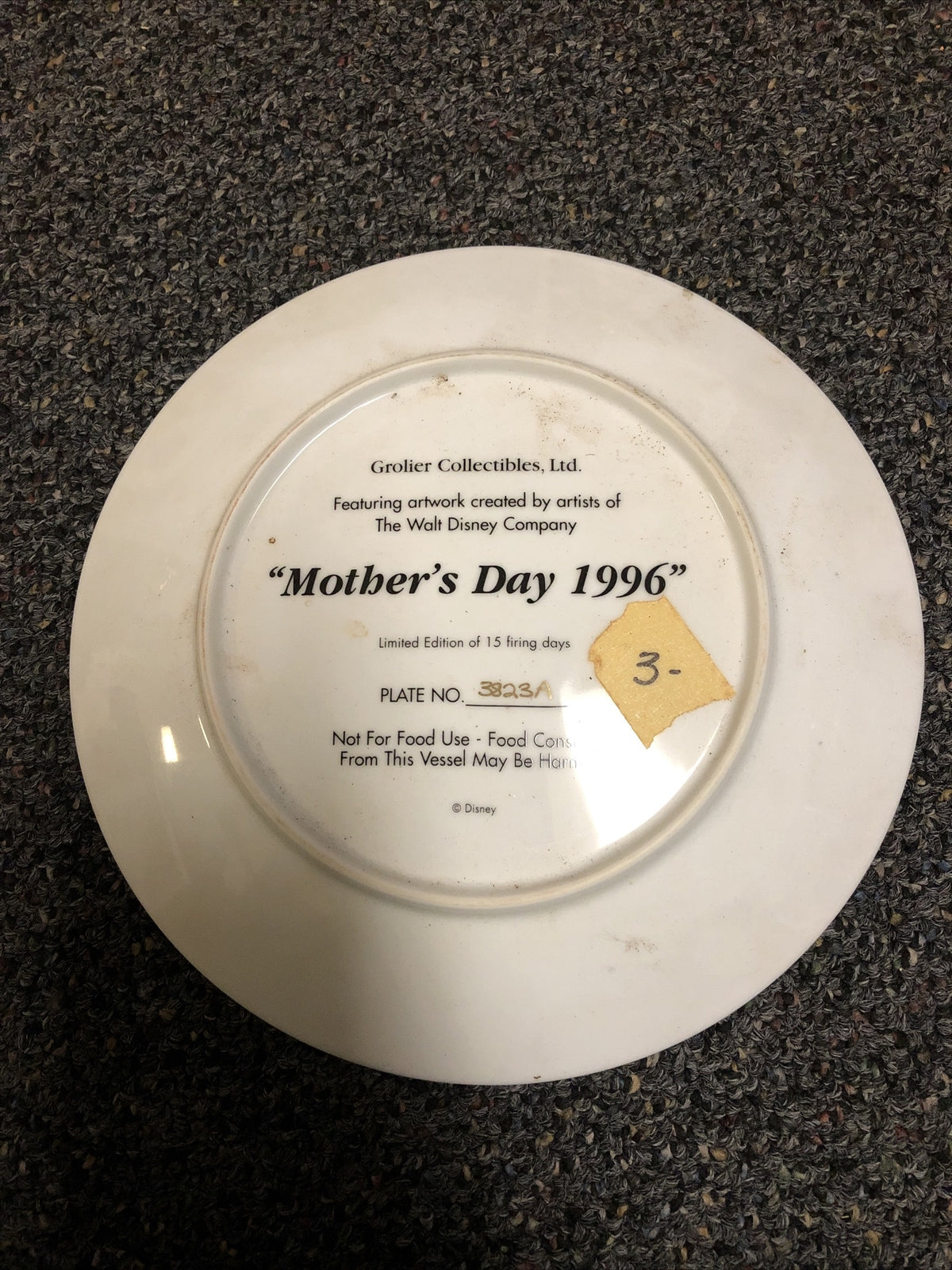 1996 Disney Mickey Mouse Mother’s Day Plate Flowers Grolier Limited Edition 1