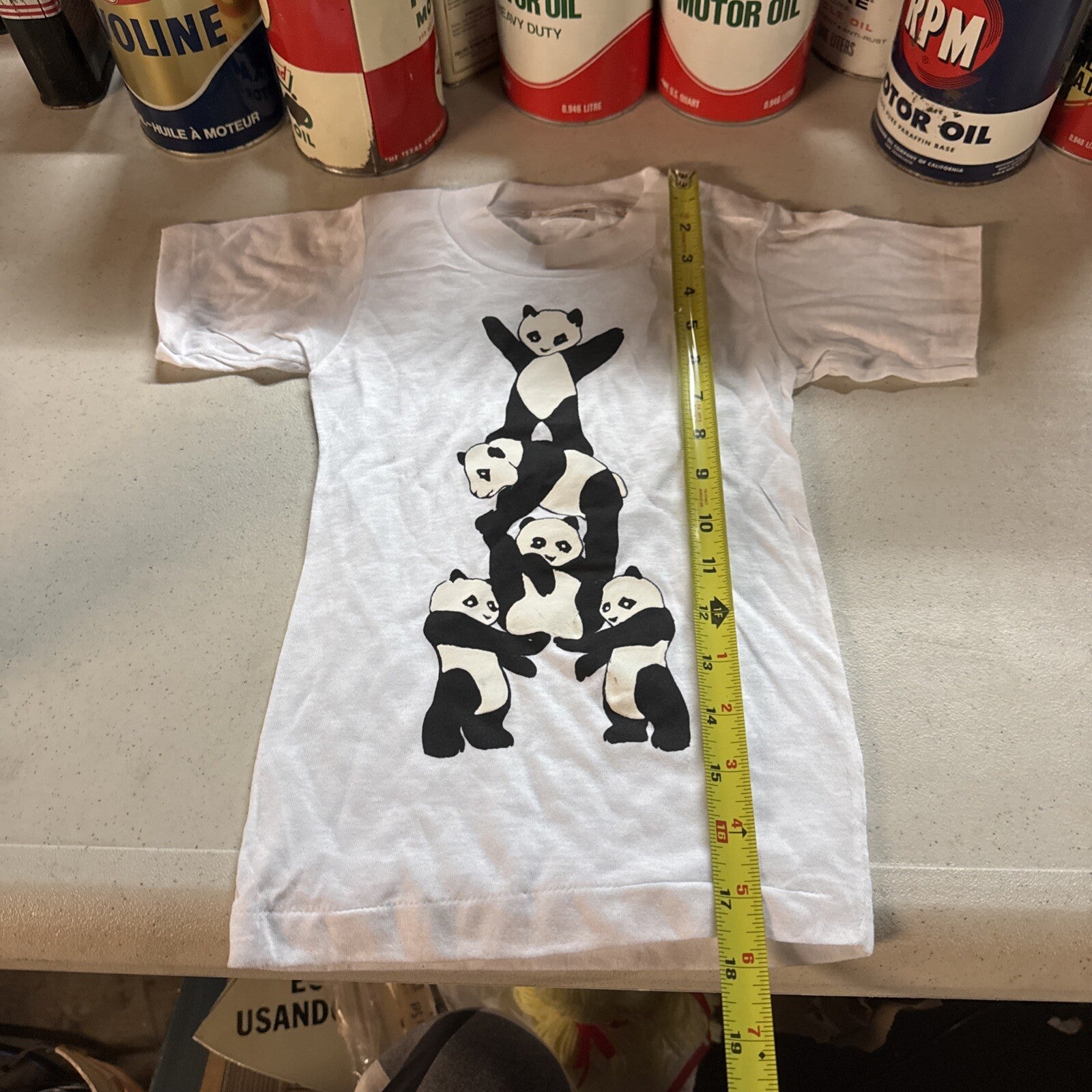 Vintage Gymnastics Panda T Shirt kids Size Small White  Tee 90s New Old Stock4