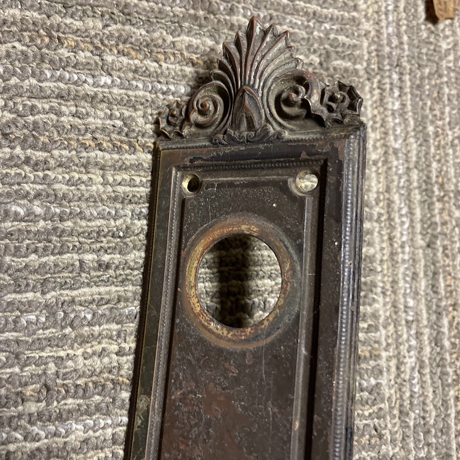 Vintage 2pc Architectural Salvage Brass Baroque Door Handle Pulls 27” x 3”12
