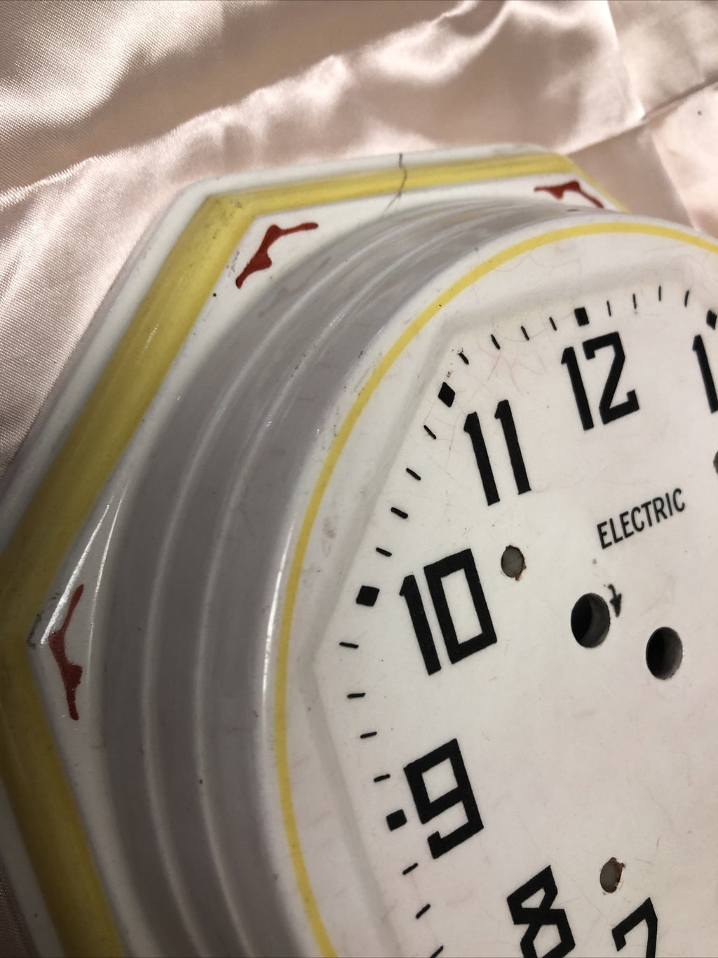 Vintage ELECTRIC Ceramic Wall Clock Face Only For Parts/Repair2