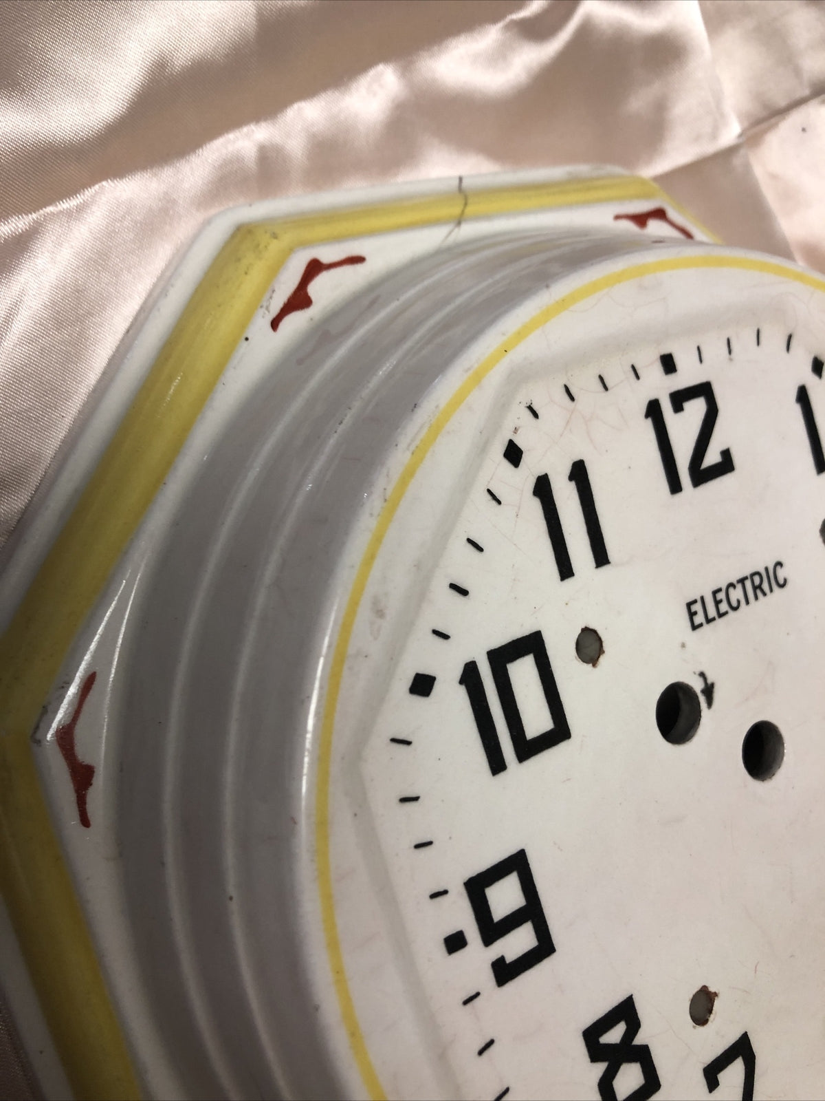 Vintage ELECTRIC Ceramic Wall Clock Face Only For Parts/Repair2