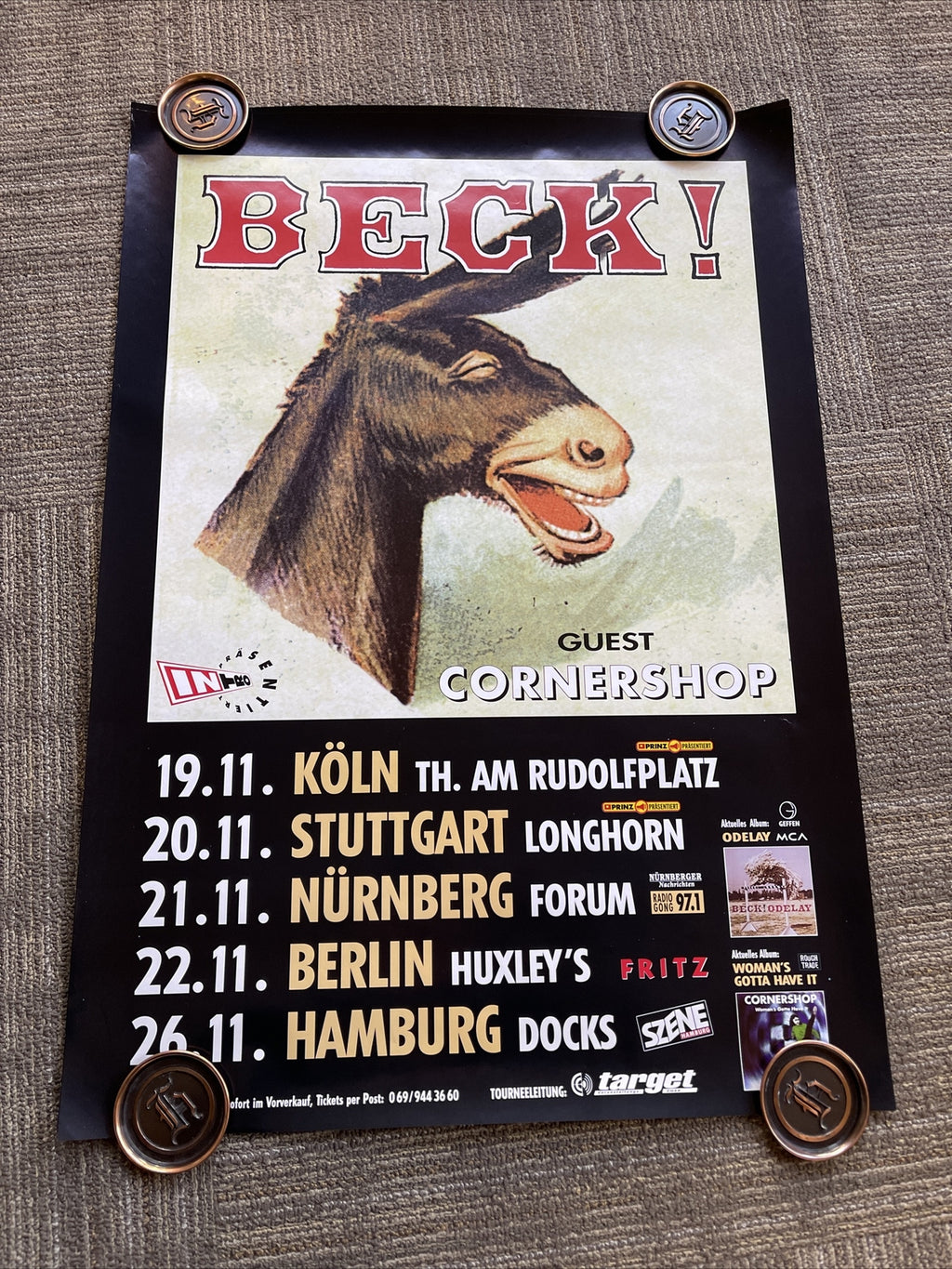 #3 1990s Beck Odelay Cornershop Record Store Tour Promo poster UK 23” X 33”0