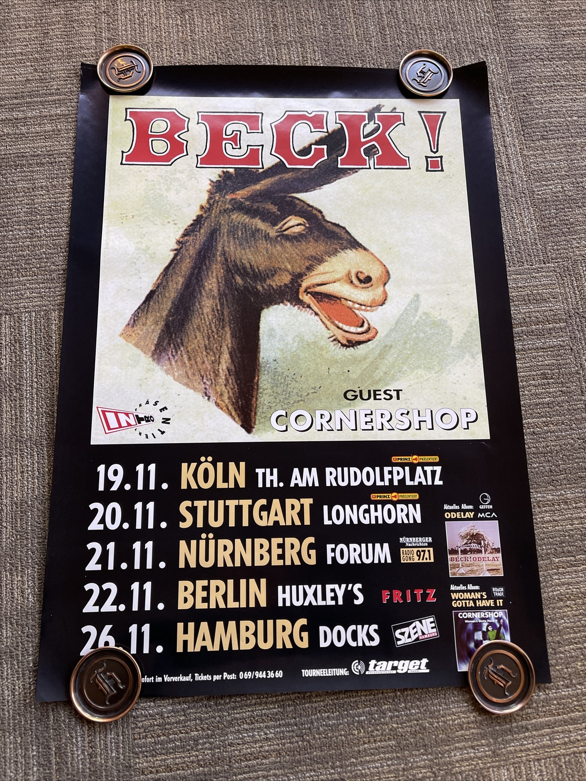 #3 1990s Beck Odelay Cornershop Record Store Tour Promo poster UK 23” X 33”0