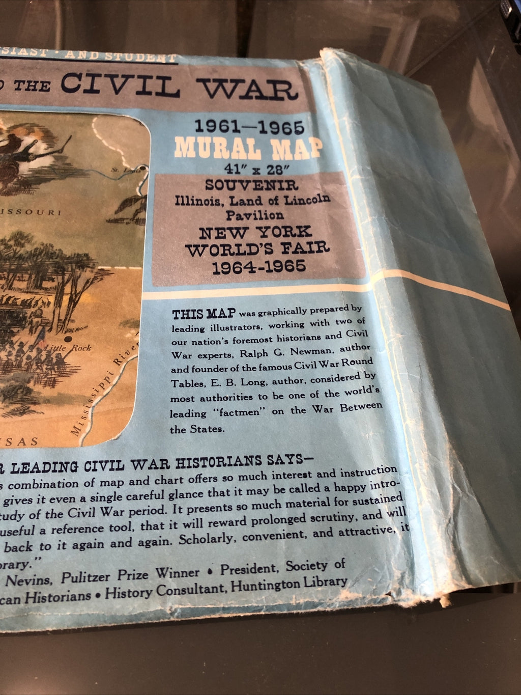 Rare Abraham Lincoln And The Civil War Mural Map 1861-1865 / 1961-19654