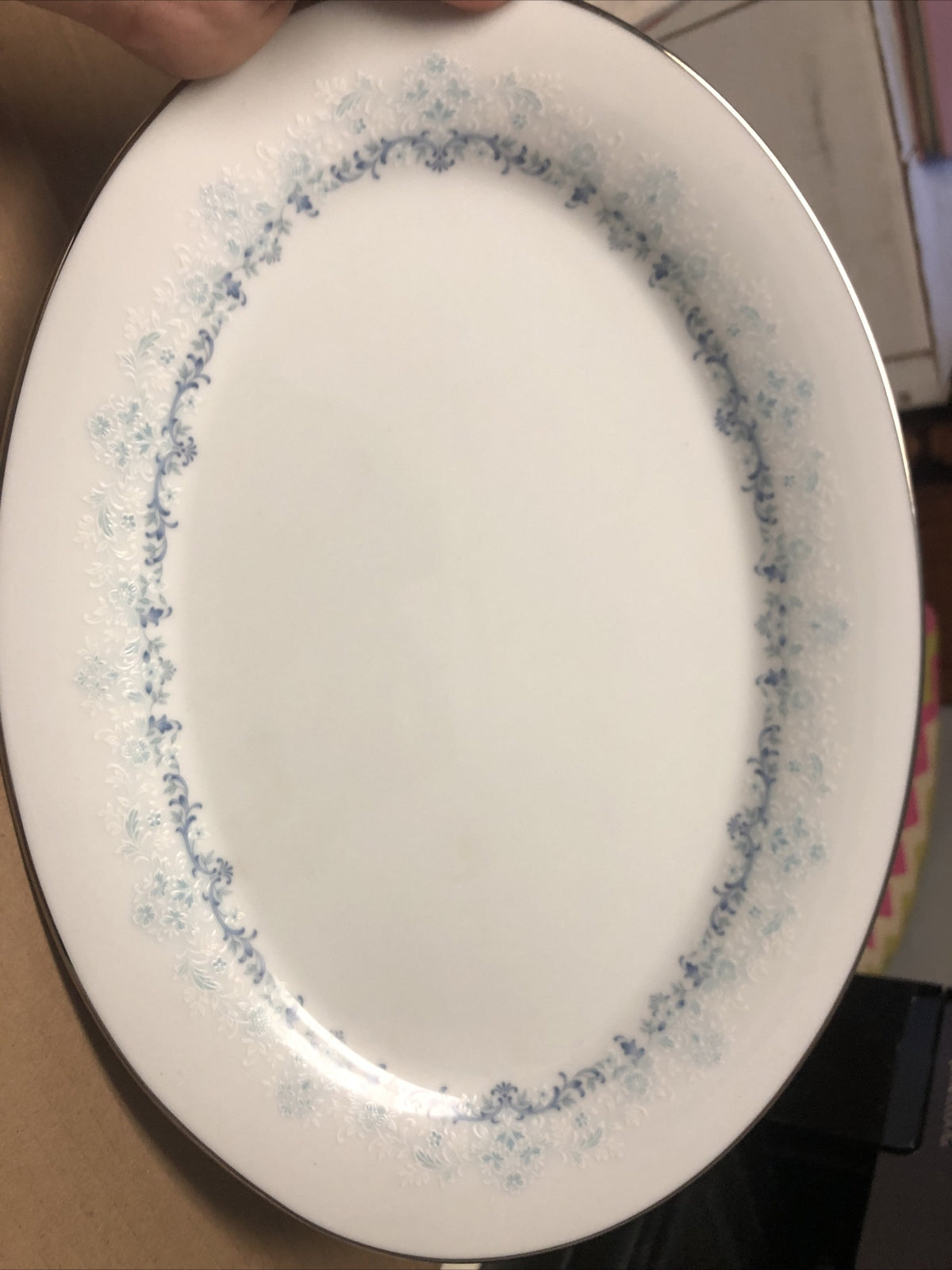 Lot Of 2 Noritake Pledge 2938 14” Oval Serving Platter & 6” Desert Plate3