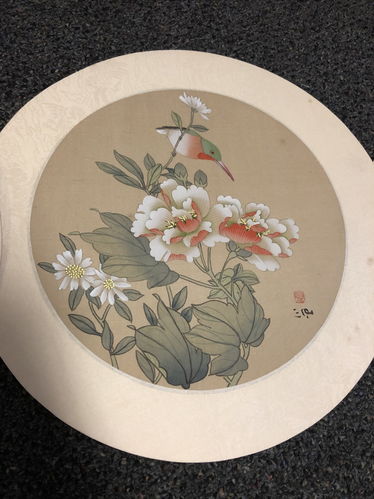 Vintage Lot Of 3 Chinese Silk Paintings Birds Floral 12”2