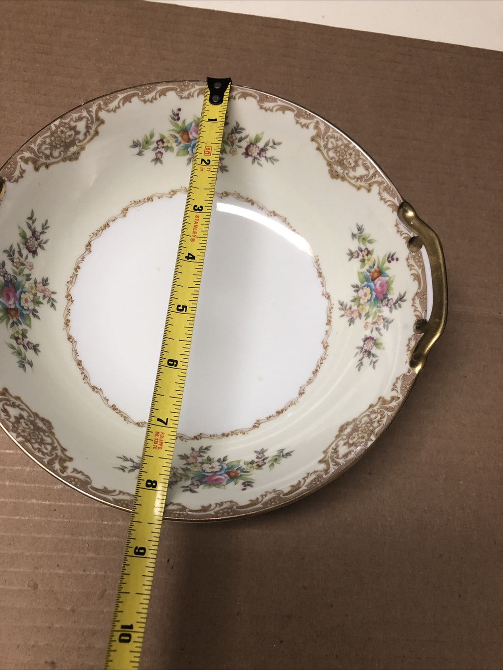 Vintage Meitro China Round Dish Bowl Japan Flower Design With Gold Trim 9”3