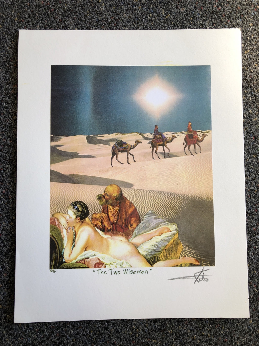 1993 Artist BARRY KITE Signed Art Print “The Two Wisemen” Pop Art 14”x11”0