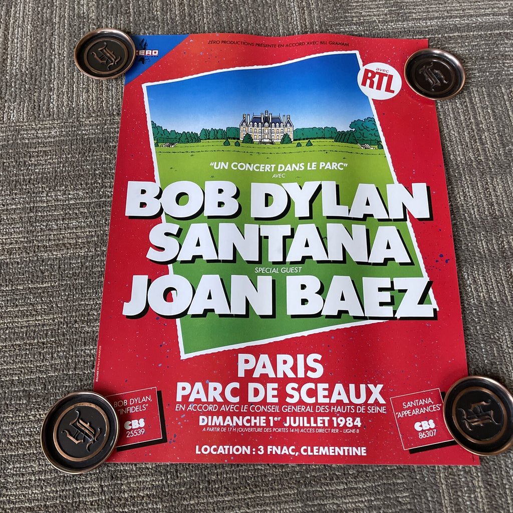 #157 Bob Dylan Santana Joan Baez Promo Poster 1984 Santana Original No Border0