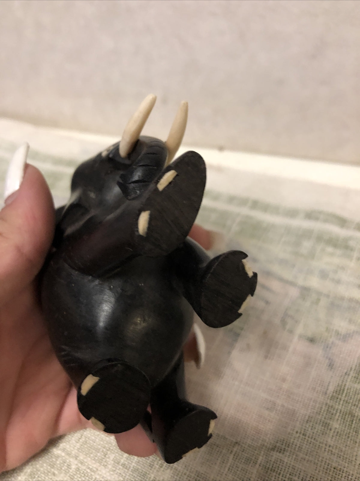 Vintage Mini Black Elephant Statue 2.5”x3.5”4