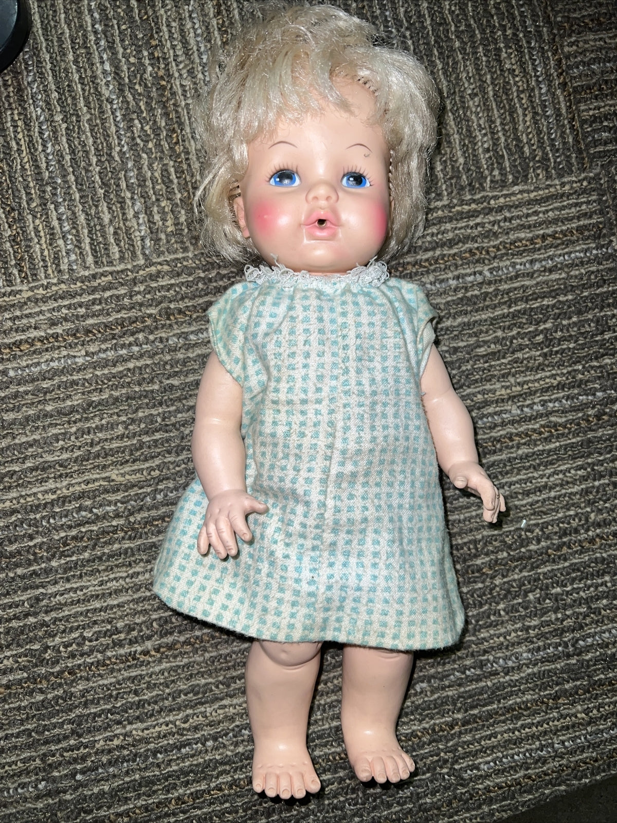 Vintage 1950’s Rubber Plastic Egee Toddler Doll 14p 12.5”0