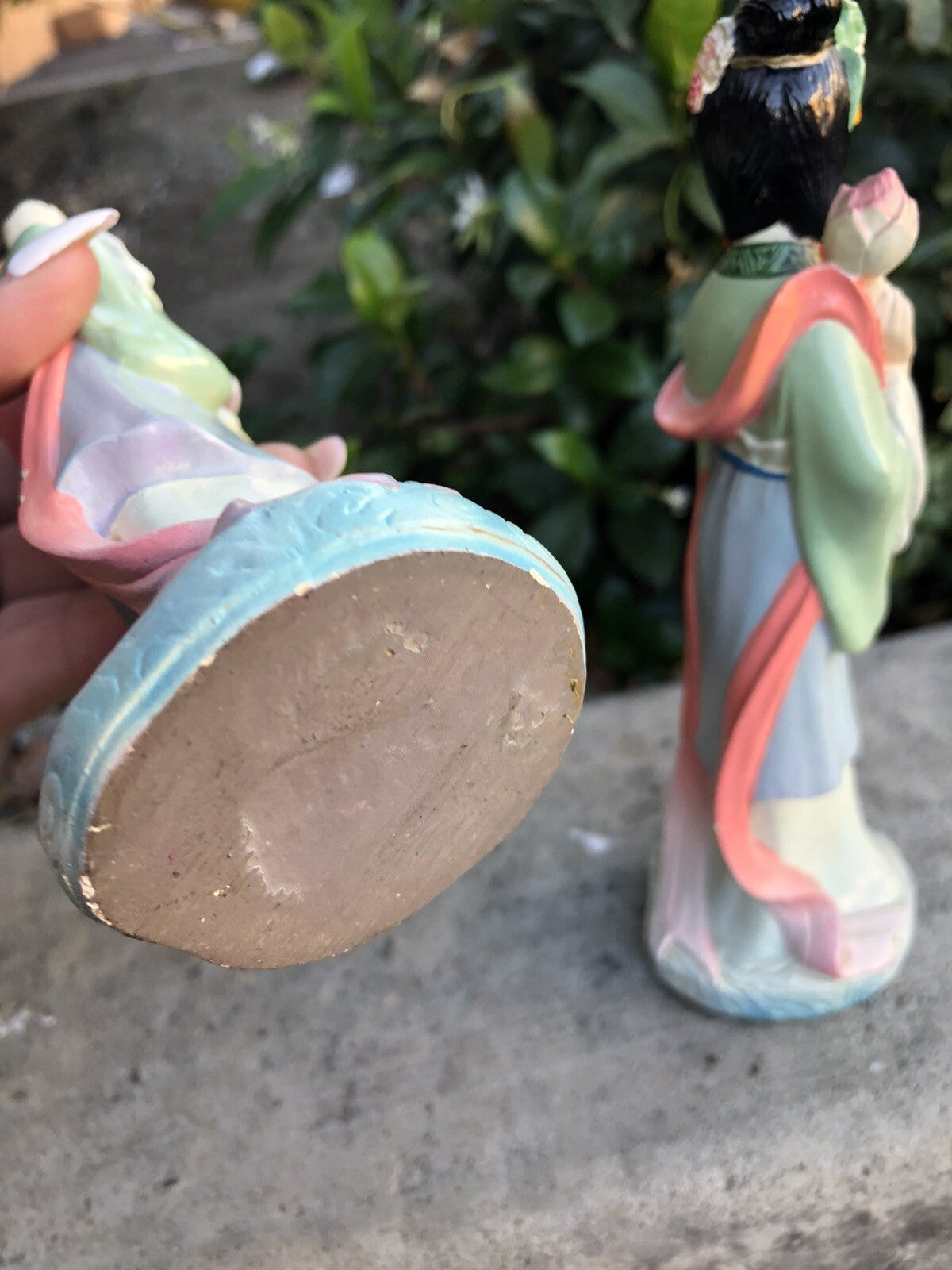 Vintage Lot Of 2 Japanese Geisha Girls Statue Figurines 7” Tall7