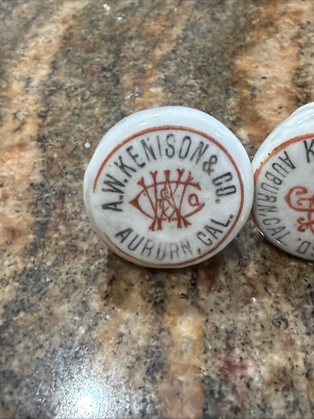 3 Pre-Prohibition Porcelain Beer Bottle Stopper Grace Bros Santa Rosa Auburn CA1