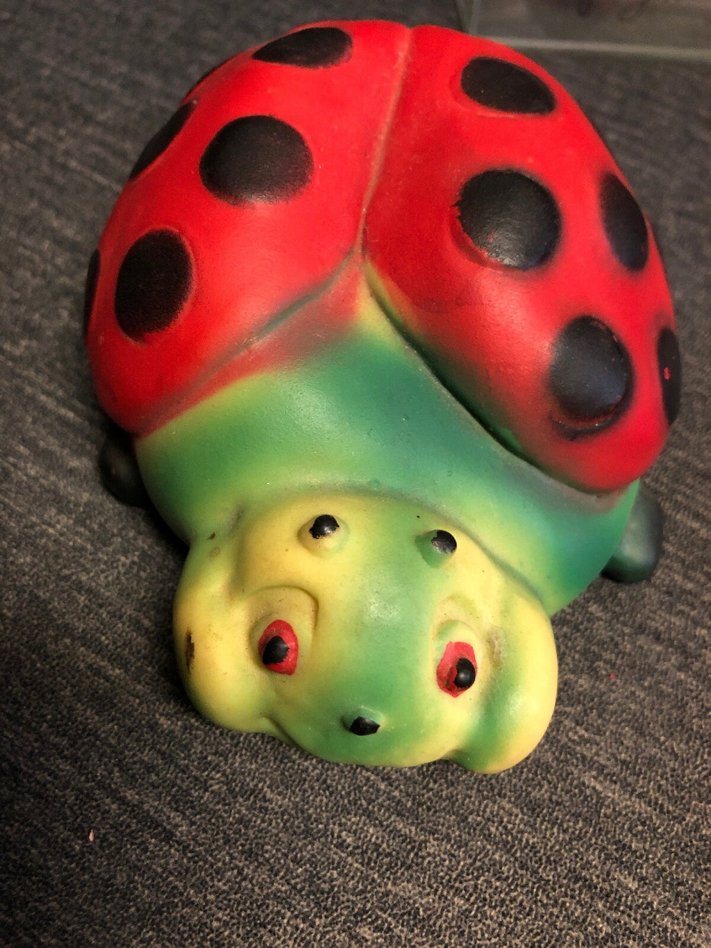 Vintage 1940’s the Squeeze Toy Ladybug Fully Function Metal Whistle0