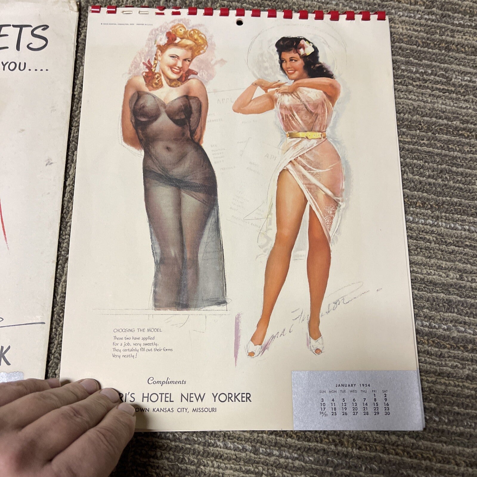 VINTAGE 1954 PIN UP Calendar Complete 12 MONTH Earl Mac Pherson Sketchbook 12.5"1