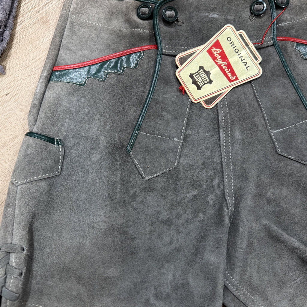 VINTAGE GERMAN LEDERHOSEN  GRAY SUEDE  LEATHER OKTOBERFEST FESTIVAL Women Men??1