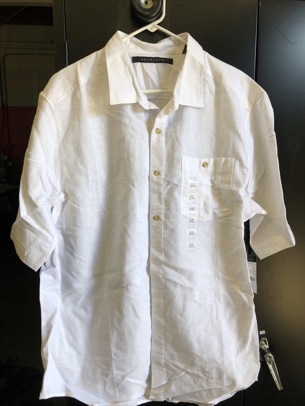 Sean John White Short Sleeve Button Up NOS Size 3XL0