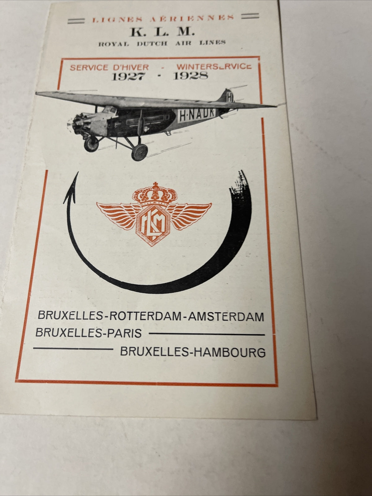 KLM Royal Dutch September 1927 AIRLINE TIMETABLE SCHEDULE Brochure flight cover2