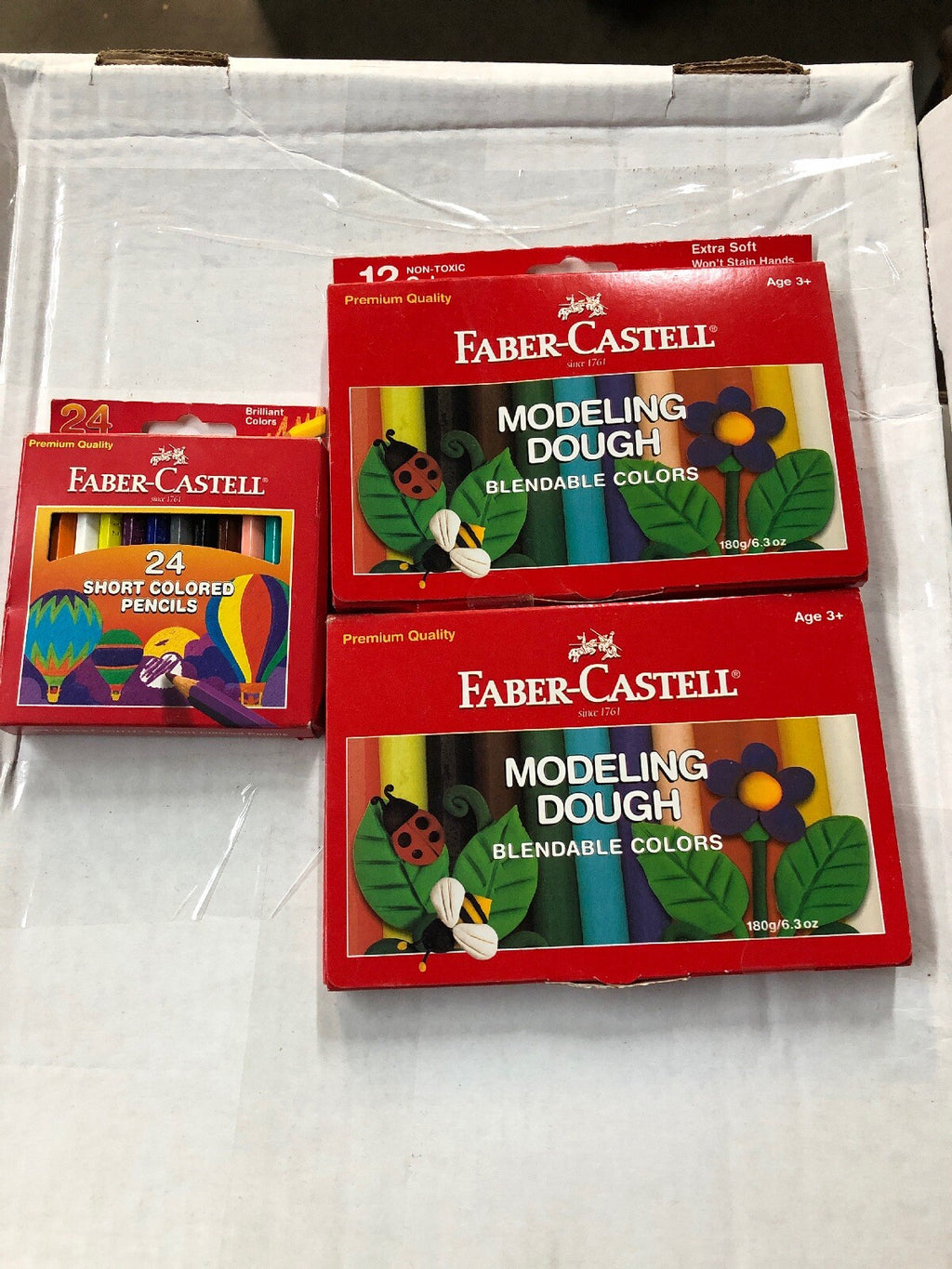 Faber Castell Lot : 2 Box 12 Color Non-Toxic Modelling Dough & 24 Short Color Pe0