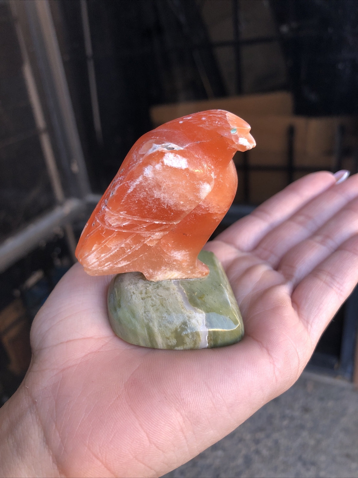 Vintage Hand Carved Stone Eagle Bird 2.5”x1.5”0