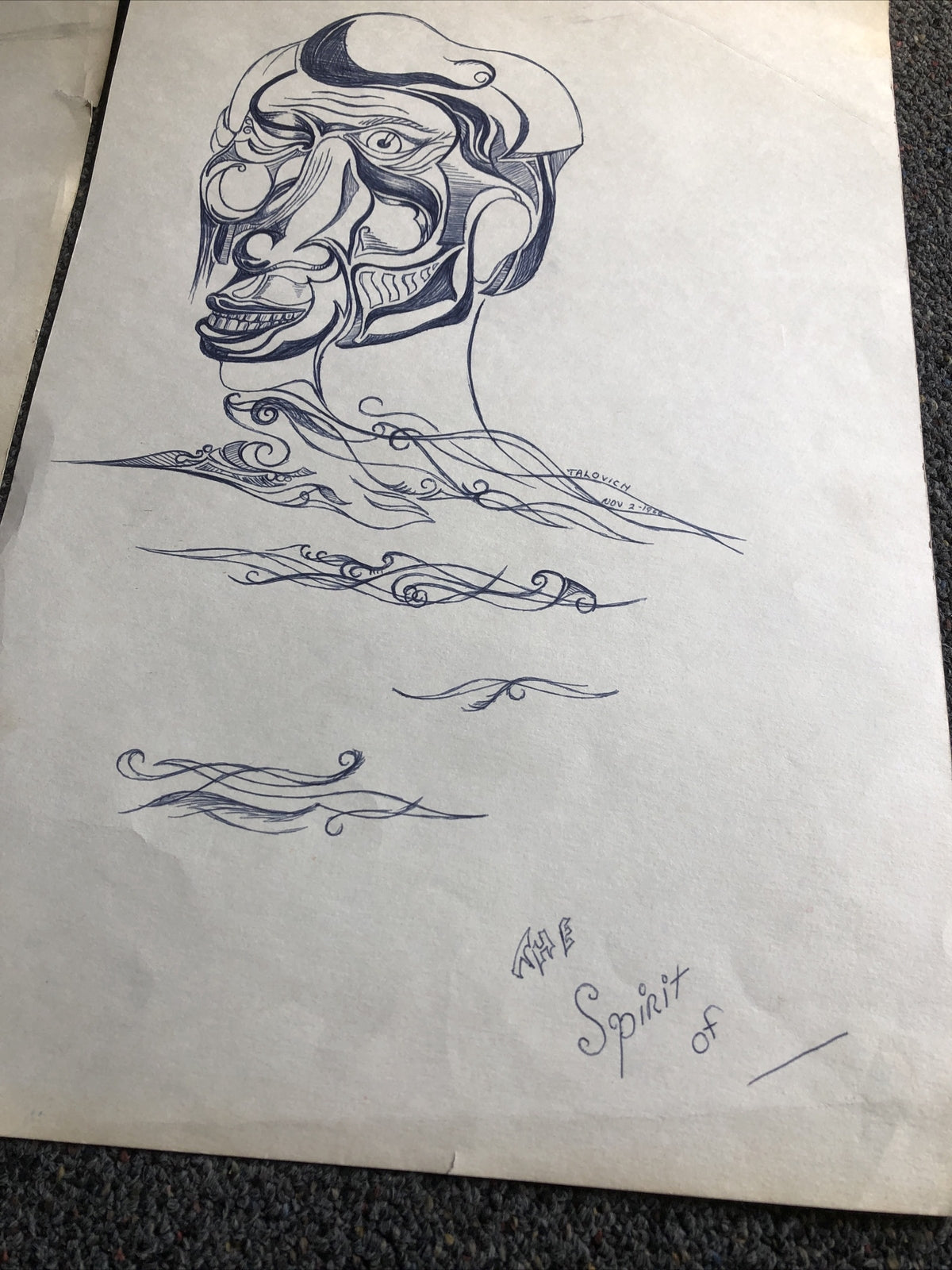 Lot Of 2 Vintage Original Indian Ink Drawings Signed By Artist Talovich 19661