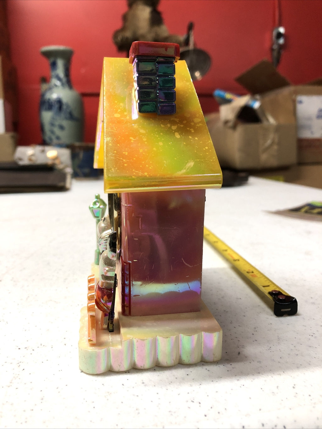 Vintage 6" Plastic Home House Clock With Cat And Fence Untested Needs Batteries5