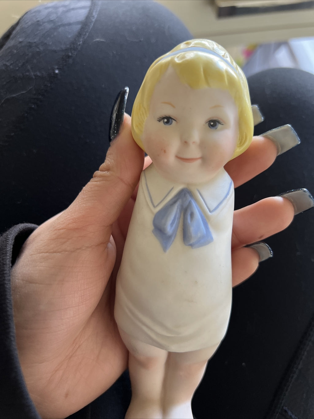 Vintage Antique All Bisque Toddler Doll Figure 6” Armless3