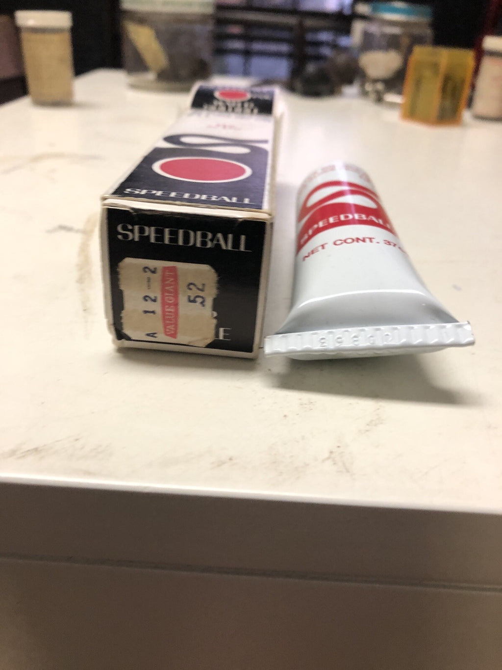 Vintage Made in USA NEW Speedball Block Printing INK Oil Base WHITE  Metal Tube1